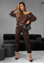 Kalhoty z paskiem Unlock Your Potential čokoládové