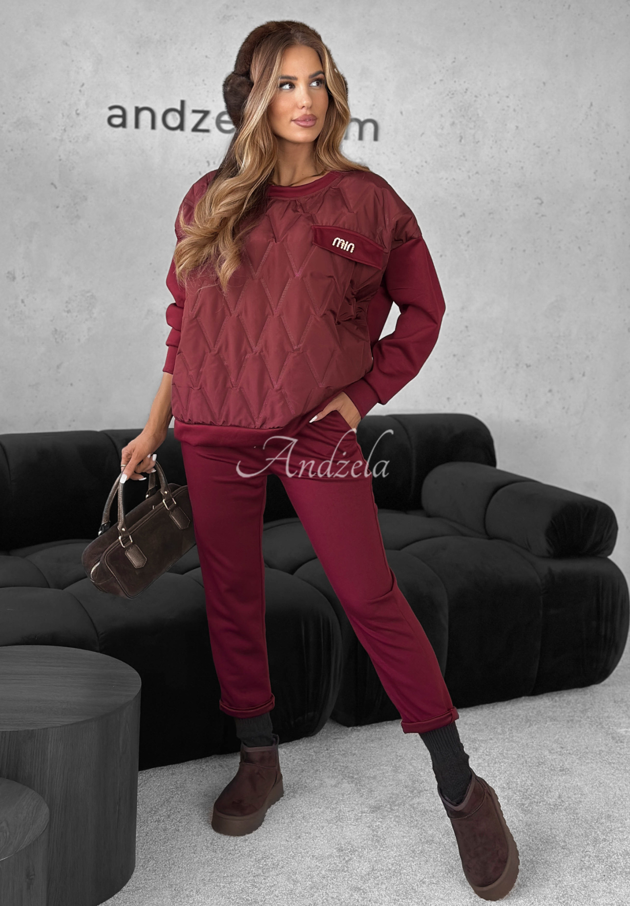 Tepláková souprava mikina a kalhoty Inside Out vínový