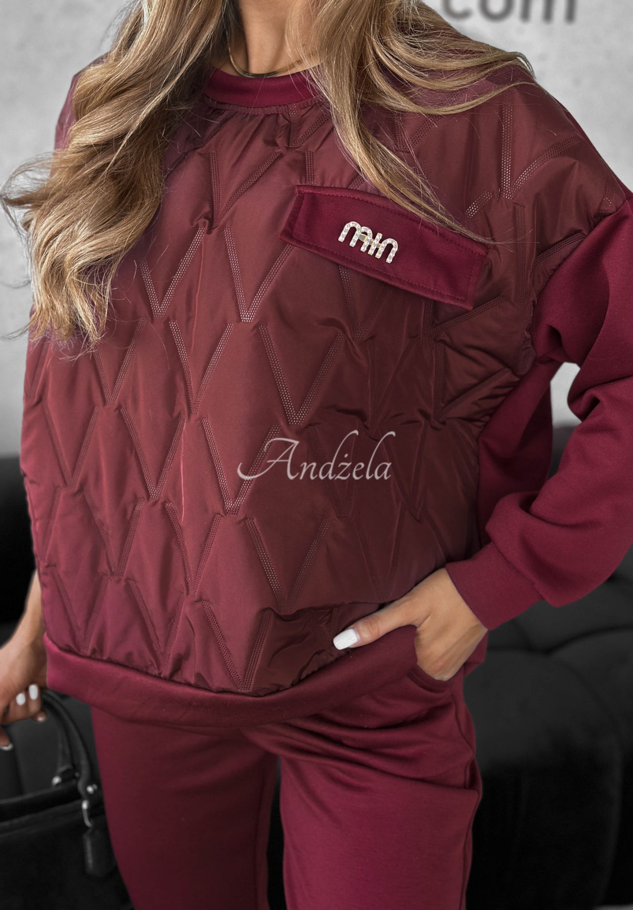 Tepláková souprava mikina a kalhoty Inside Out vínový