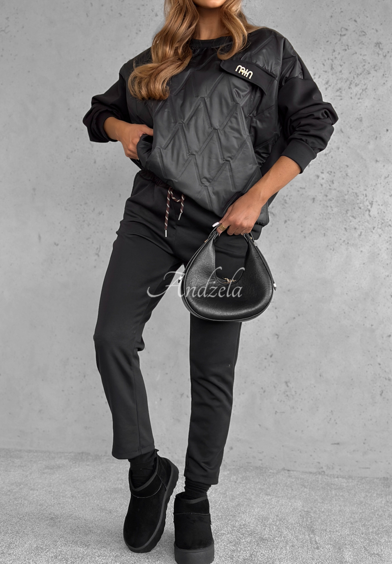 Tepláková souprava mikina a kalhoty Inside Out Černé