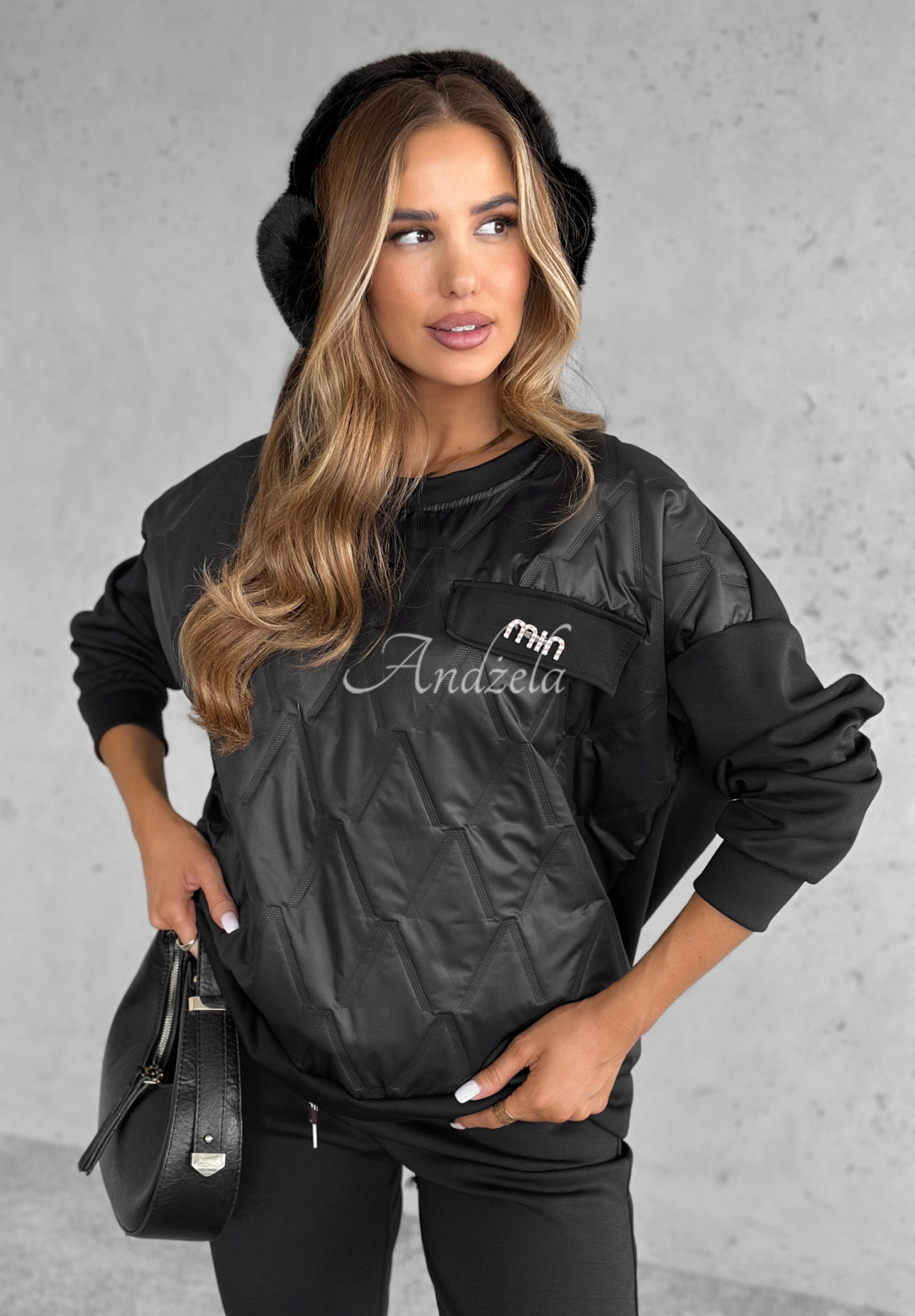 Tepláková souprava mikina a kalhoty Inside Out Černé