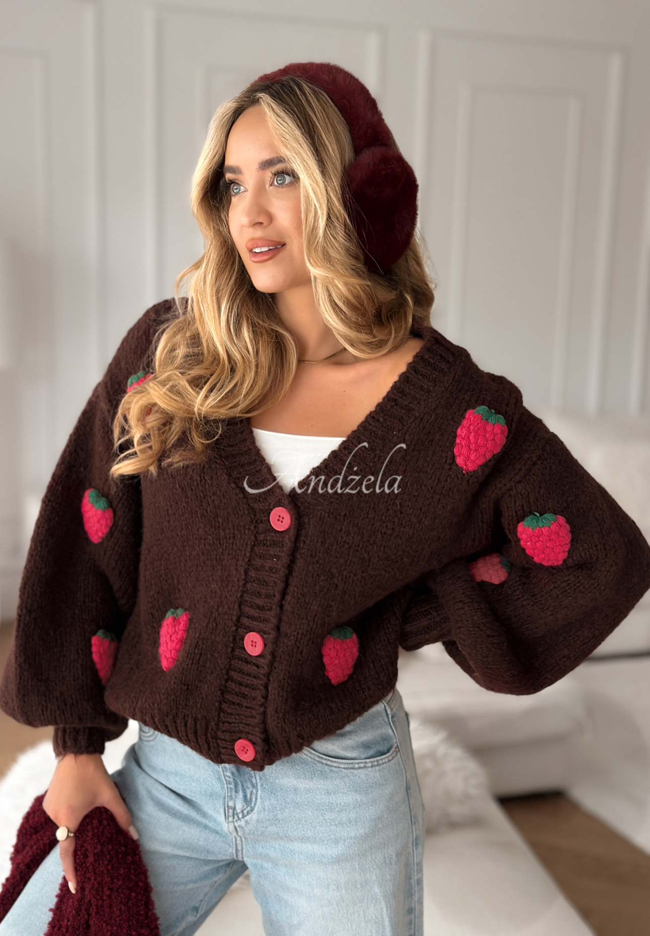 Kardigan na zapínání Berry Lover čokoládový