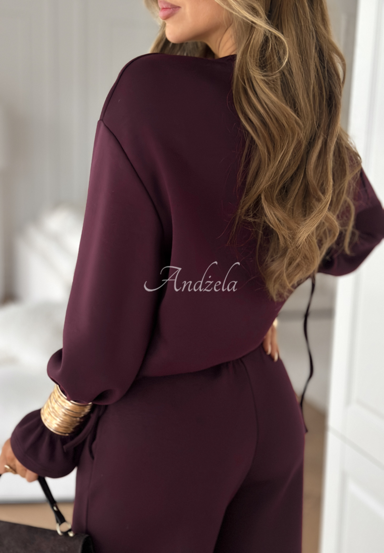 Tepláková souprava s viskózou s náramky Fit&amp;Glam vínový