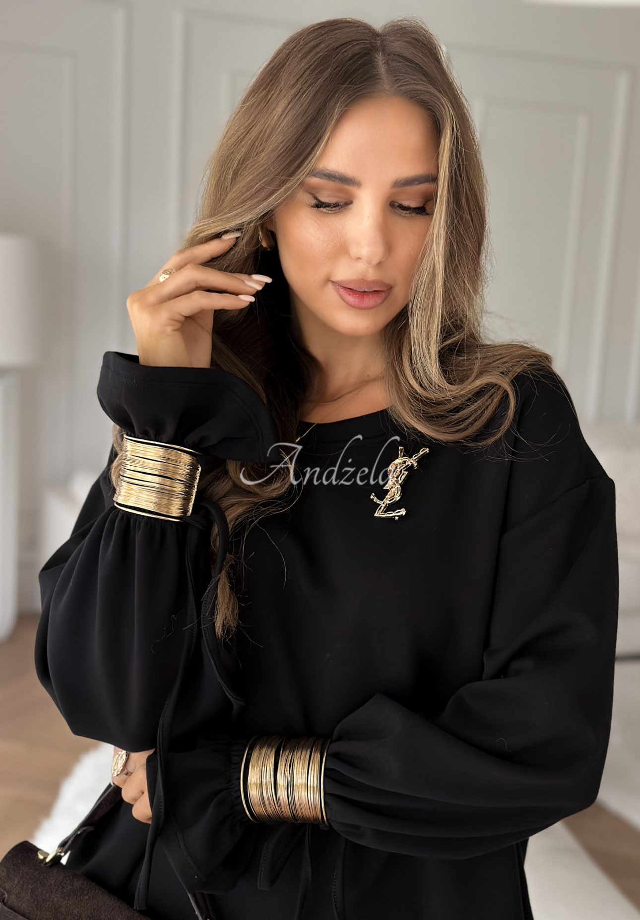 Tepláková souprava s viskózou s náramky Fit&amp;Glam Černé