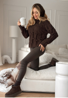 Ozdobnie pleciony Svetr Good Energy čokoládový