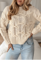 Ozdobně pletený svetr Good Energy béžový