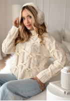 Ozdobnie pleciony Svetr Good Energy béžový