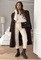 Ozdobnie pleciony Svetr z golfem I Love Cold ecru