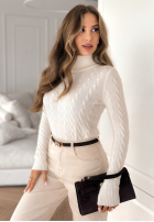 Ozdobnie pleciony Svetr z golfem I Love Cold ecru