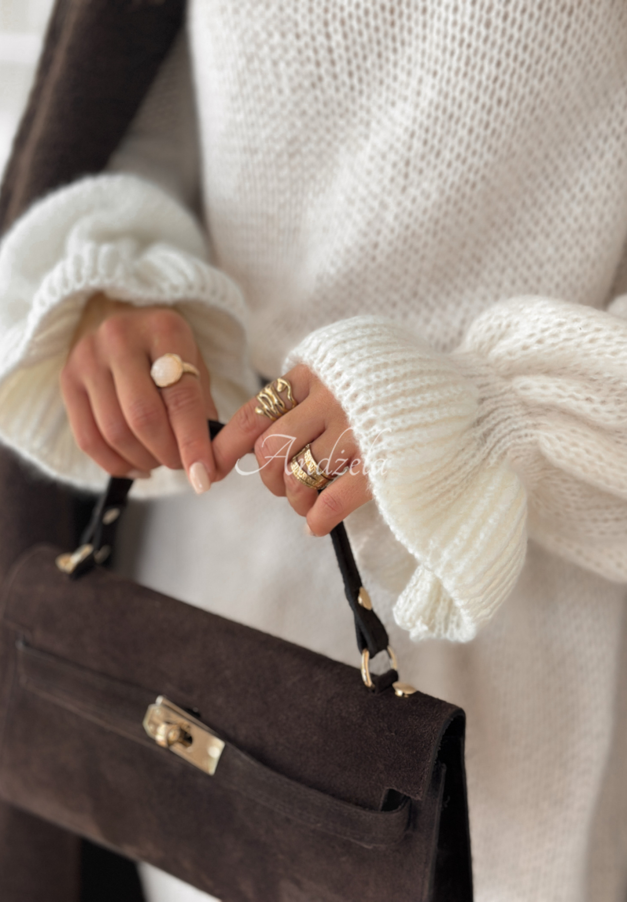 Svetrové šaty s vlnou a viskózou Soft Hug ecru