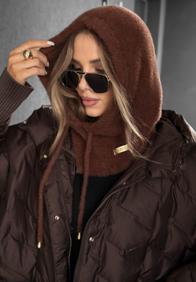 Nákrčník s kapucí balaclava alpaka Long Nights čokoládový