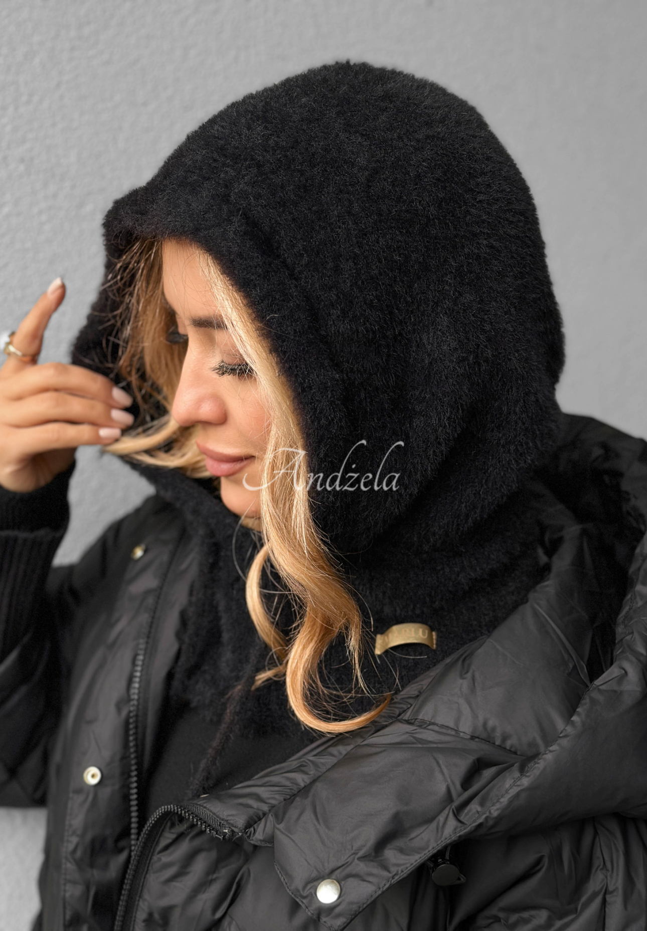 Nákrčník s kapucí balaclava alpaka Long Nights Černé