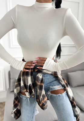 Halenka s dlouhým rukávem a poloviční rolákem First Of All ecru