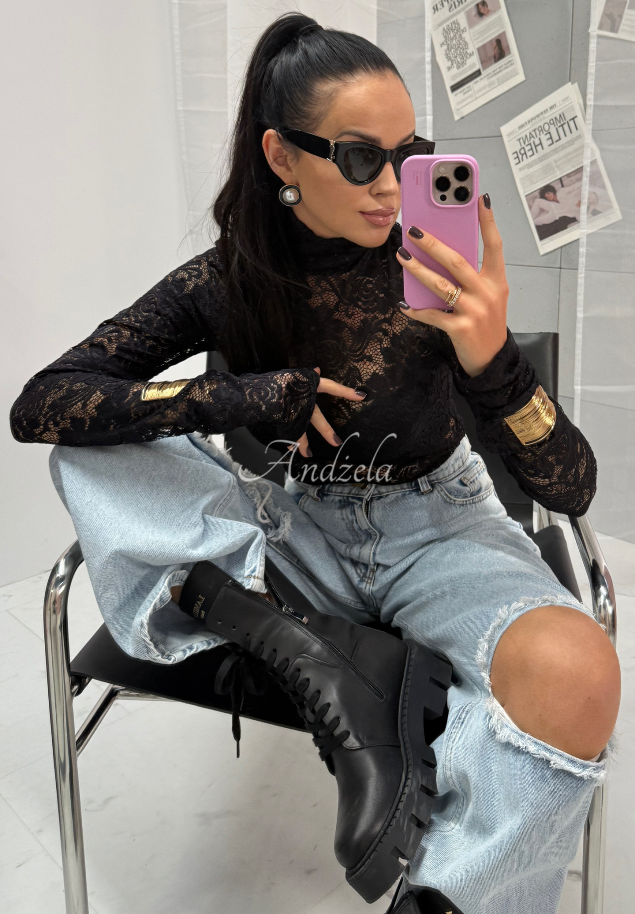 Krajková halenka z viskózy La Milla I'm Yours černá