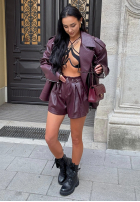 Krótkie skórzane spodenki La Milla Back To Me bordové