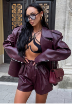 Krótkie skórzane spodenki La Milla Back To Me bordové