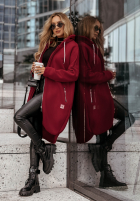 Długa Mikina s kapucí Peaceful Mind vínová