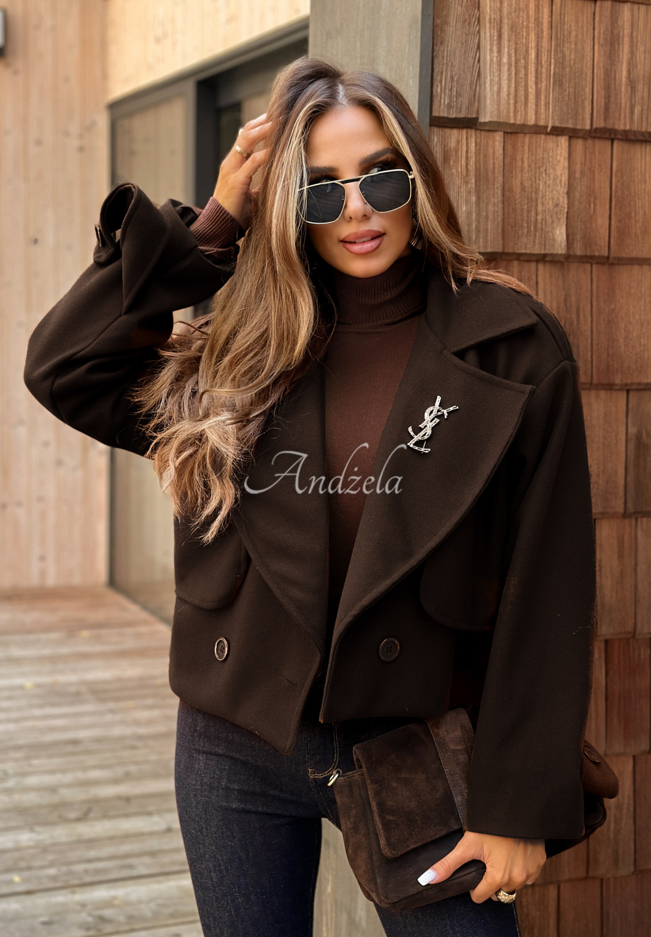 Krátký kabát West Chicago tmavě čokoládový