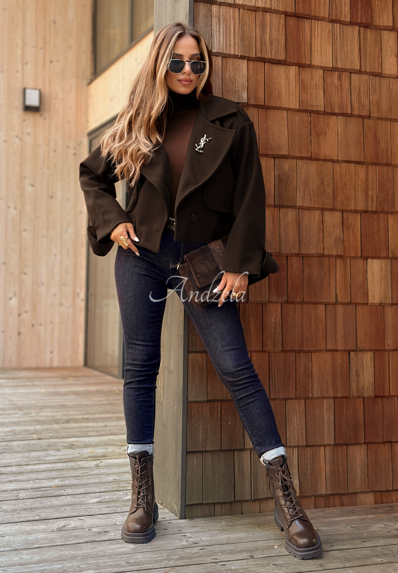 Krátký kabát West Chicago tmavě čokoládový