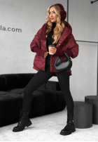 Bunda oversize s kapucí Sancha vínová