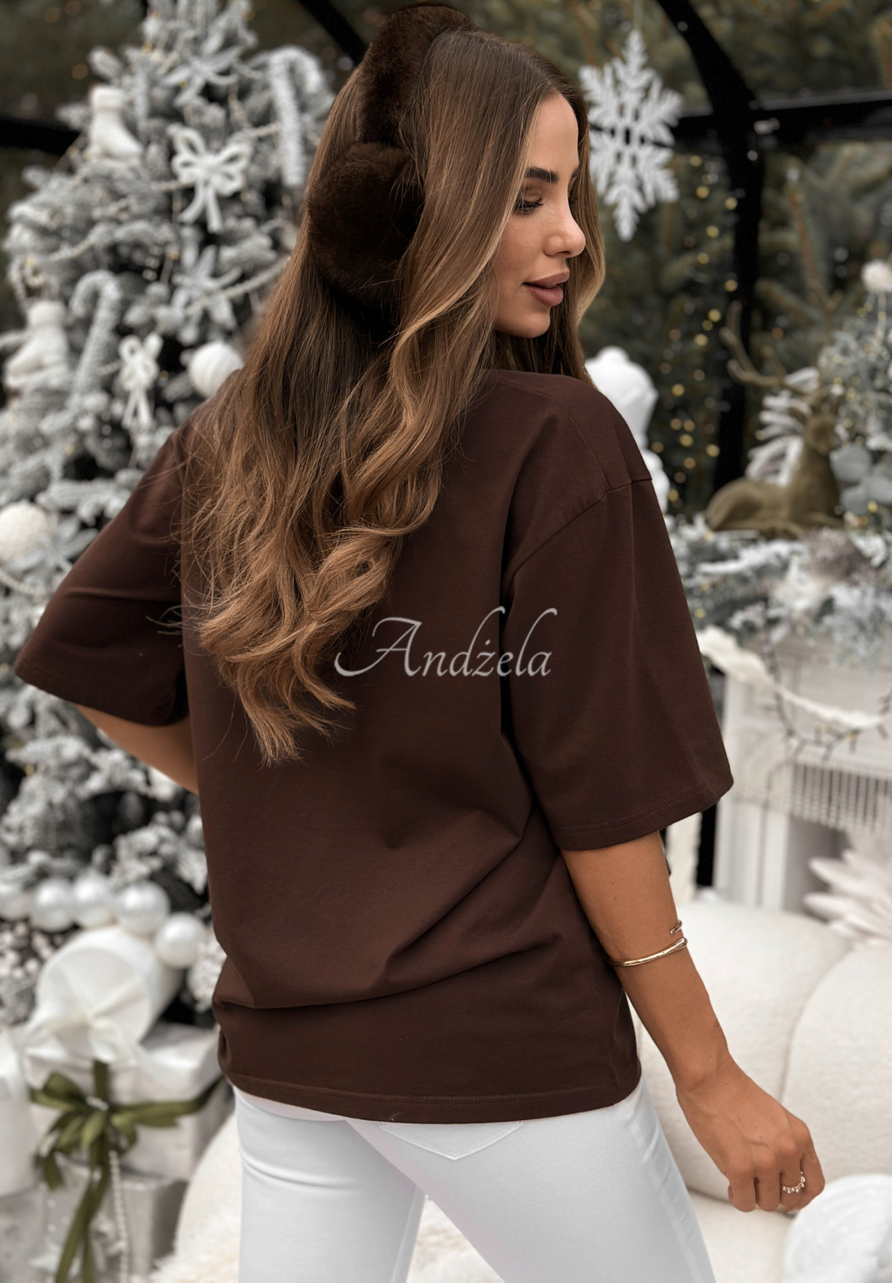 Vánoční tričko s potiskem Merry Times čokoládový