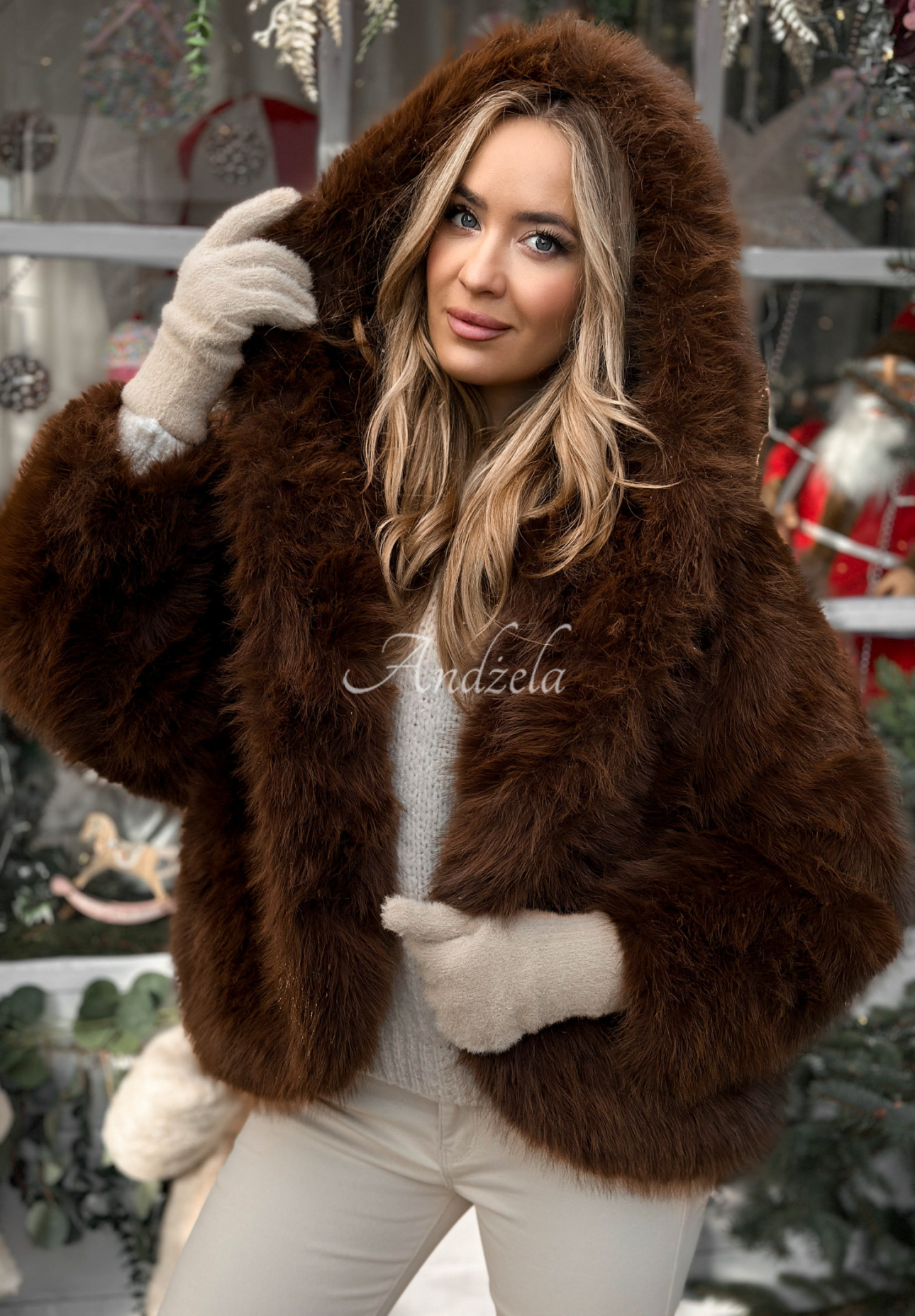 Krátká kožešinová bunda Rainy Mood čokoládové