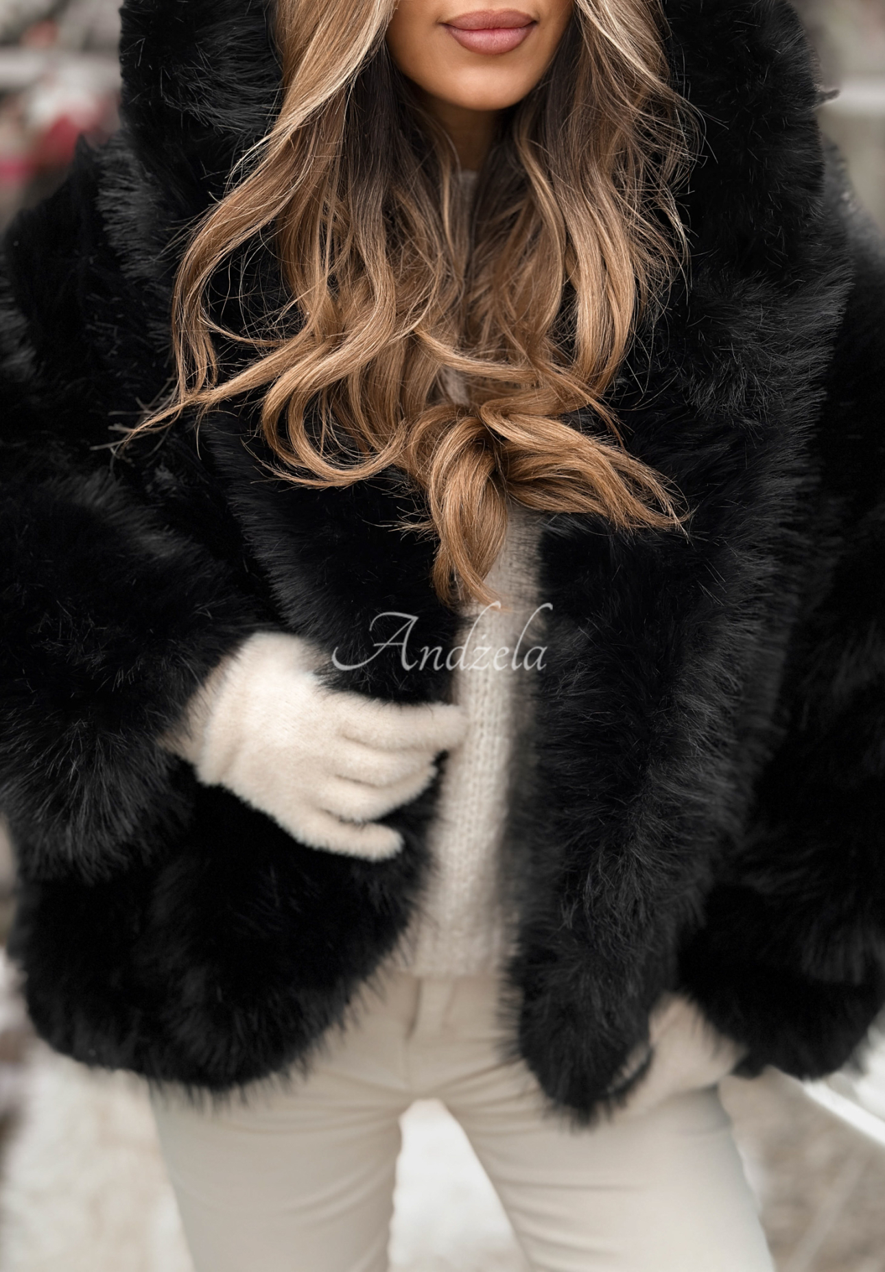 Krátká kožešinová bunda Rainy Mood černé