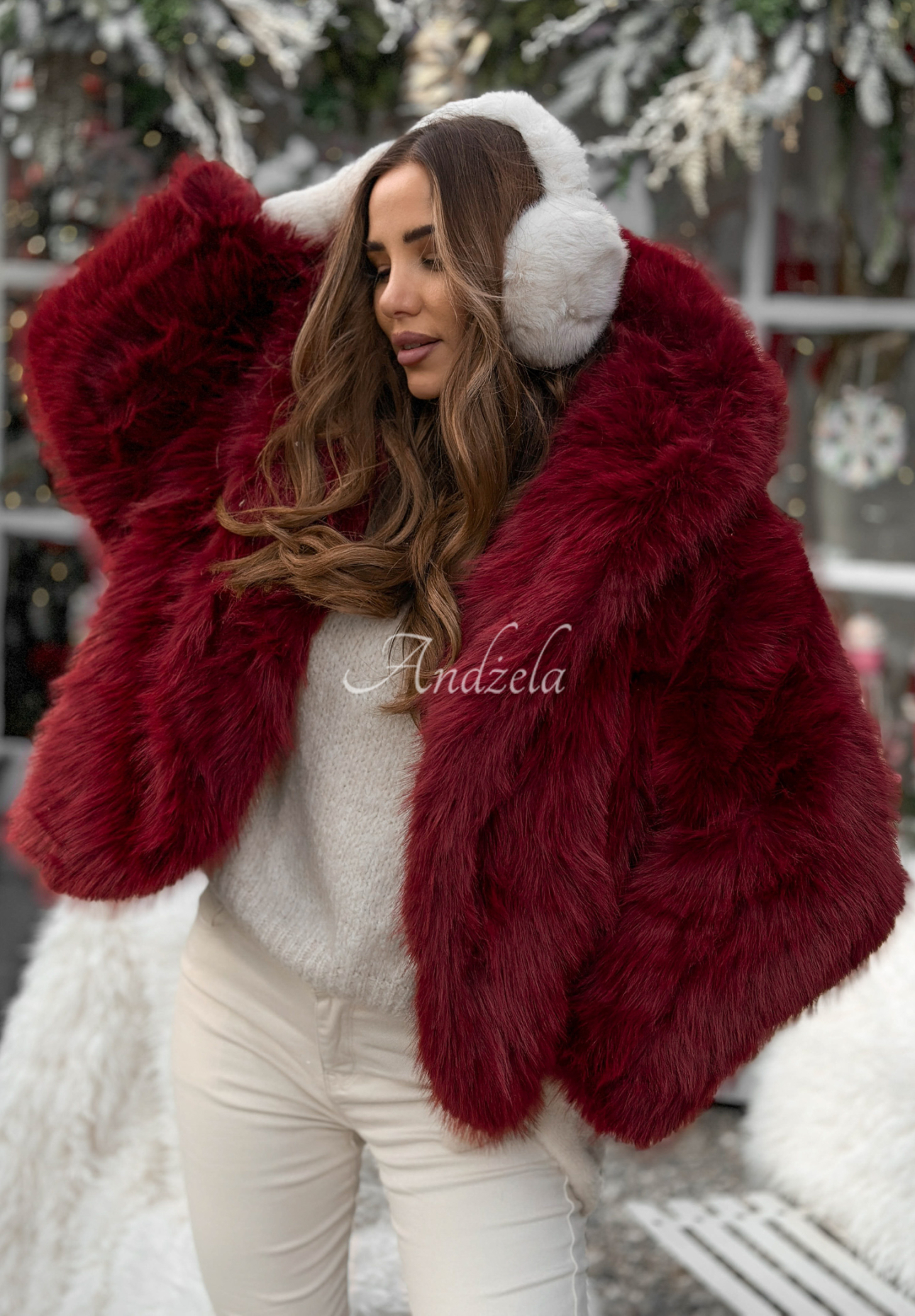 Krátká kožešinová bunda Rainy Mood bordové