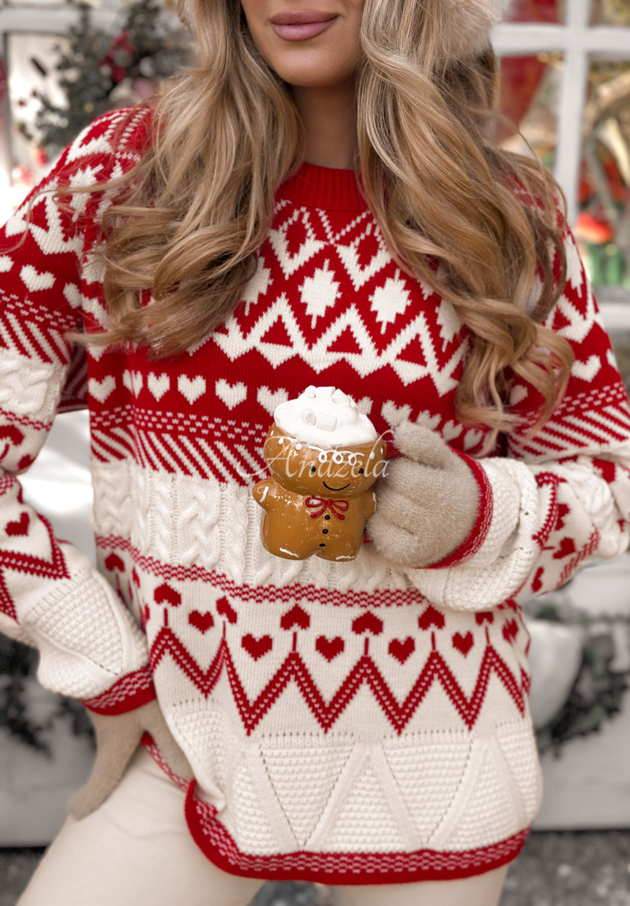 Vánoční svetr Christmas Mission červeno-bílý