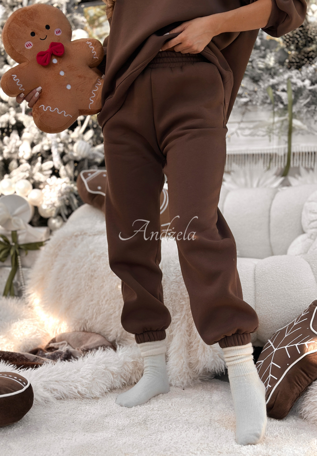 Vánoční tepláková souprava mikina a kalhoty Christmas Cookies čokoládový
