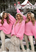 Pleciony Svetr z wełną Winter Is In The Air růžový