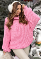 Pleciony Svetr z wełną Winter Is In The Air růžový