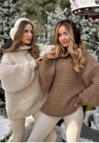 Pleciony Svetr z wełną Winter Is In The Air Mokka