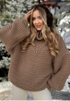 Pleciony Svetr z wełną Winter Is In The Air Mokka