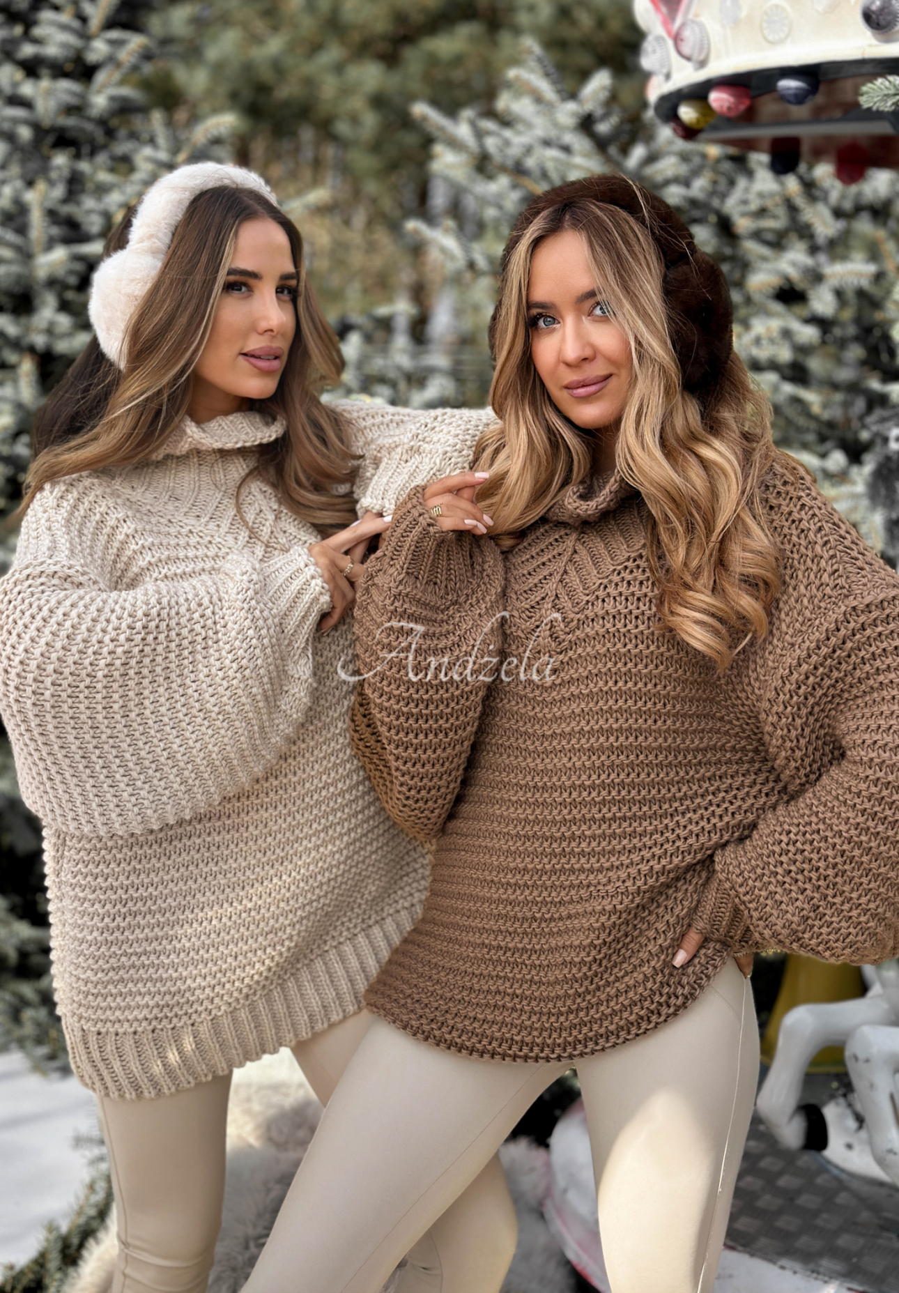 Pletený svetr s vlnou Winter Is In The Air béžový