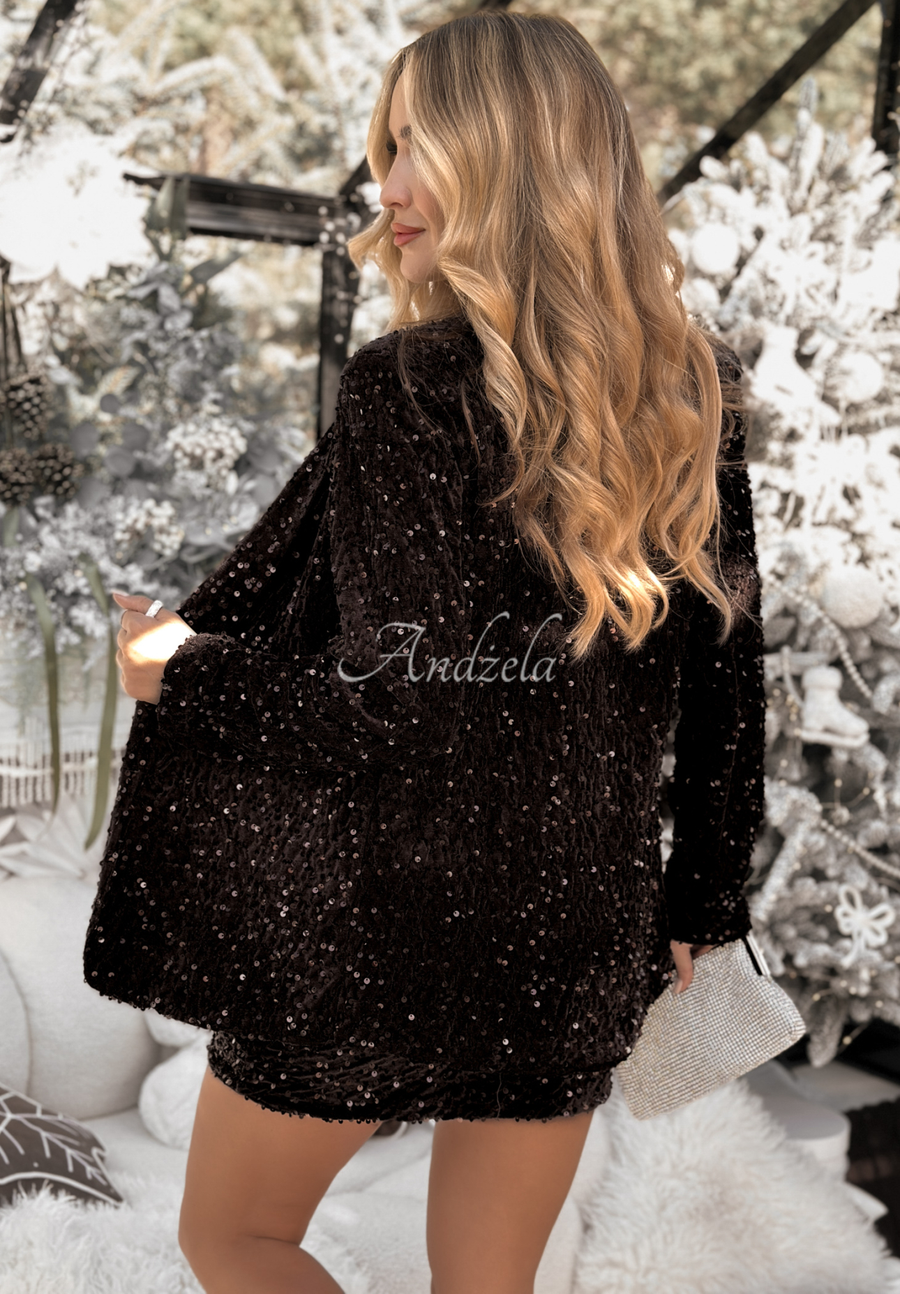 Flitrová minisukně Christmas Wrapping čokoládová