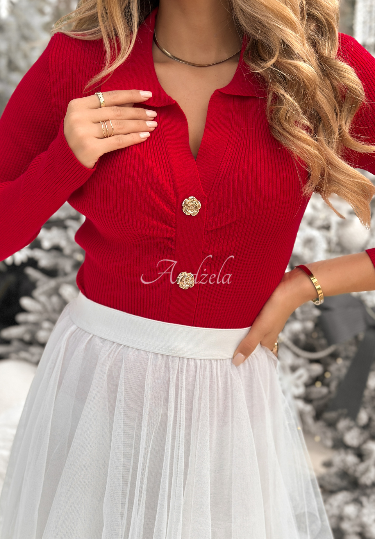 Viskózová halenka s límečkem Feeling Nice červená