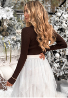 Prążkowana Halenka z kołnierzem Feeling Nice čokoládová