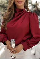 Satynowa Halenka z marszczeniami Looking At vínová