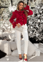 Elegancka Košile z żabotem i falbankami Wonderful Time červená