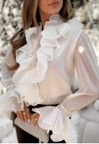 Elegancka Košile z żabotem i falbankami Wonderful Time ecru