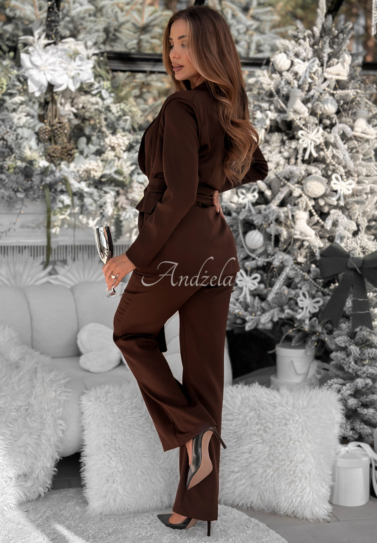 Souprava sako a kalhoty Old News čokoládový