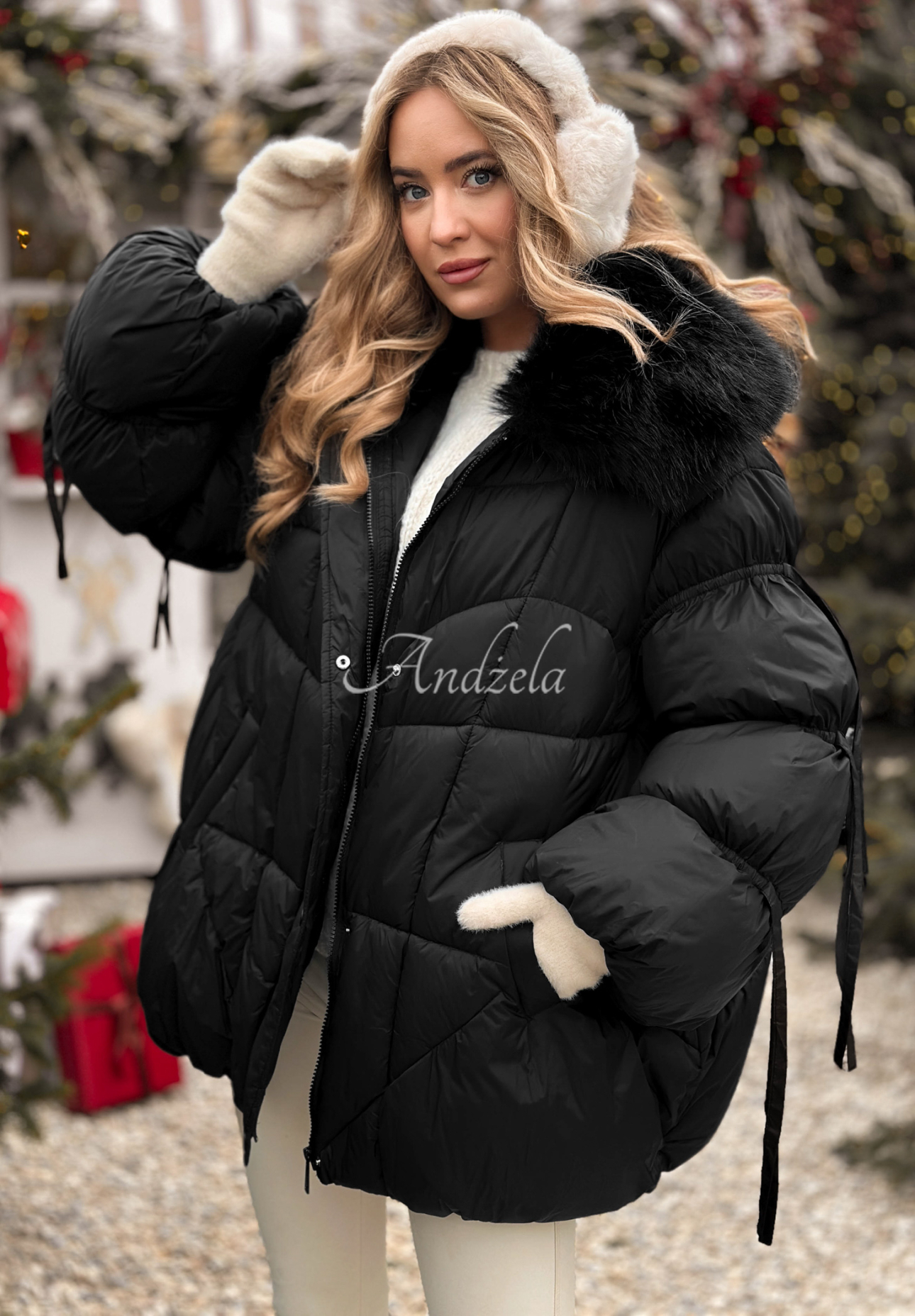 Prošívaná bunda s kožíškem Cold Without You černá