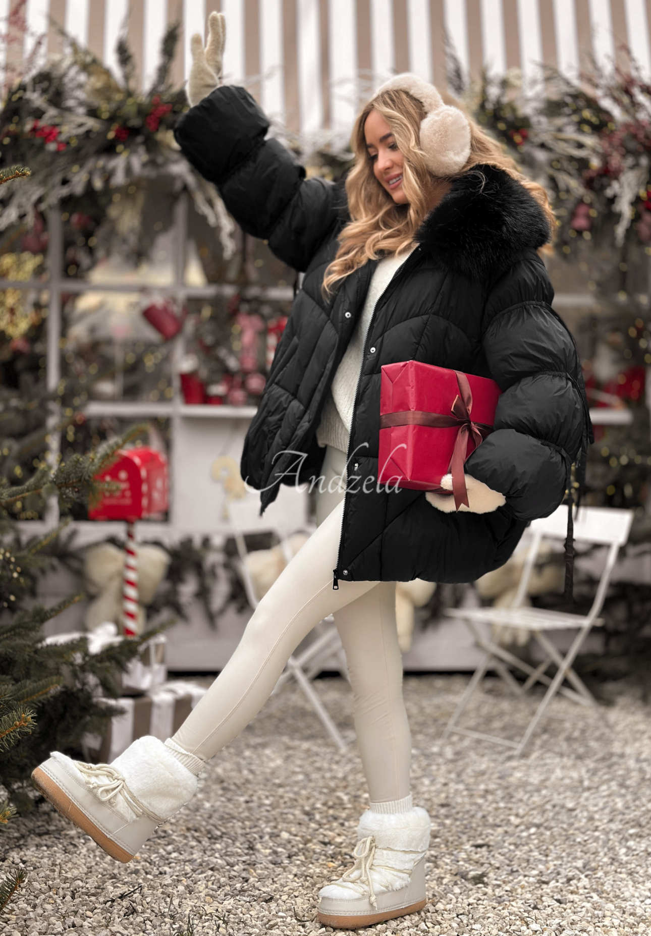 Prošívaná bunda s kožíškem Cold Without You černá