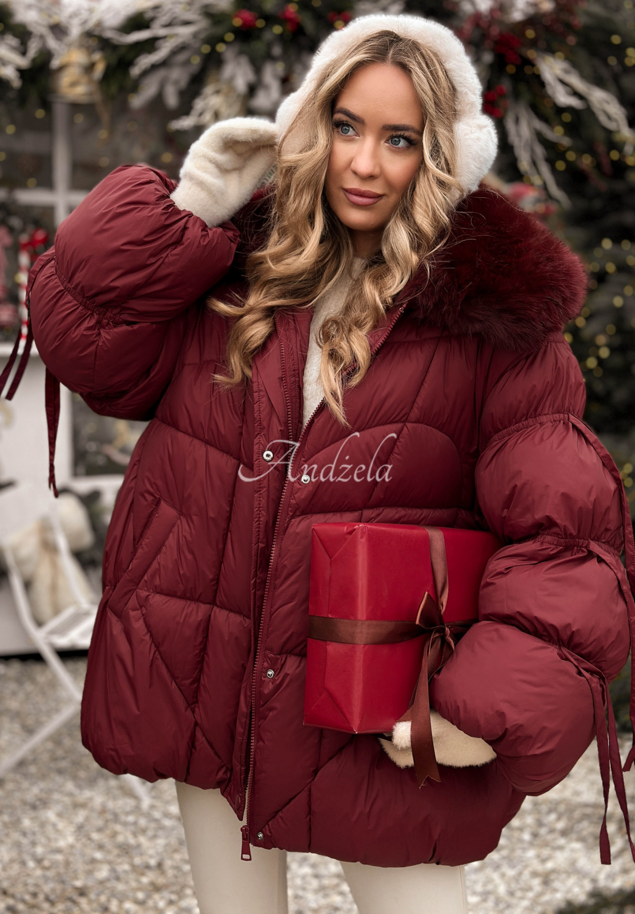 Prošívaná bunda s kožíškem Cold Without You vínová