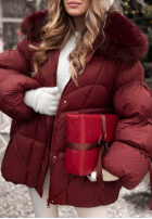 Prošívaná Bunda z futerkiem Cold Without You vínová