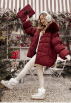 Prošívaná Bunda z futerkiem Cold Without You vínová