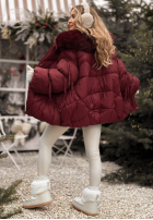 Prošívaná Bunda z futerkiem Cold Without You vínová