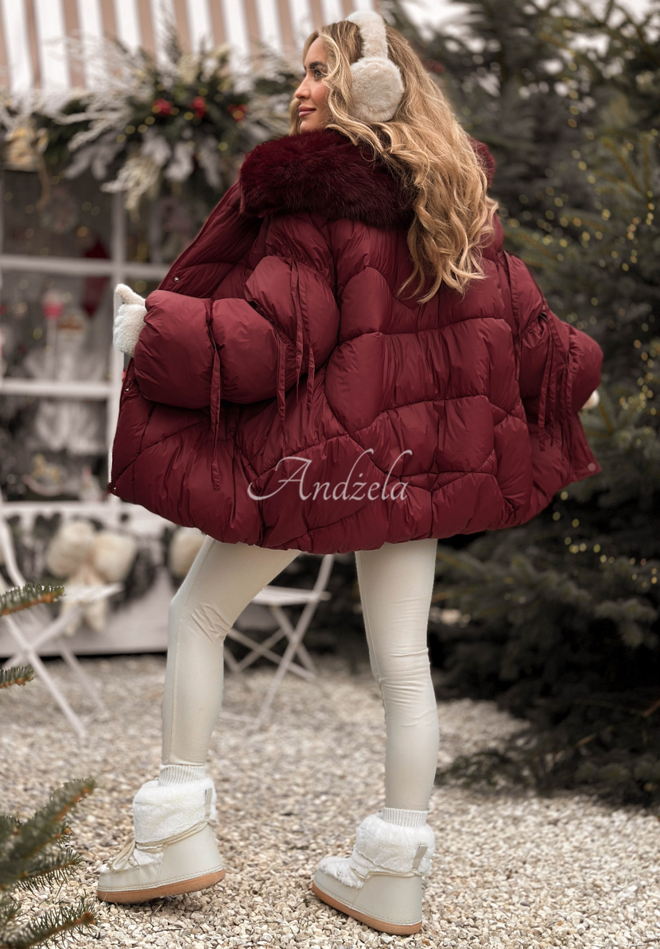 Prošívaná bunda s kožíškem Cold Without You vínová