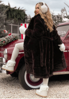 Dlouhý Kabát futerko October Chill čokoládový